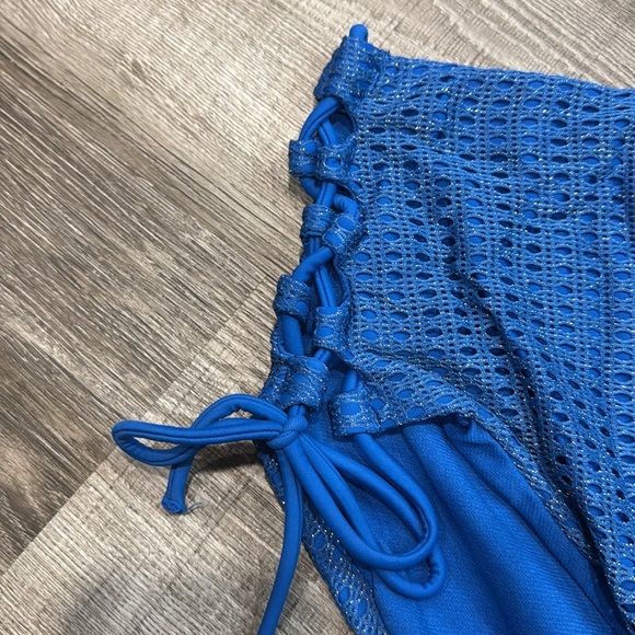 Blue High-Waisted Bikini Bottoms - Picture 2 of 4